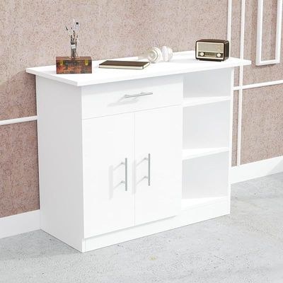 Mahmayi Modern Multifunctional Medium Height Cabinet with Single Drawer, 2 Door Storage and 3 Open Shelf - White - Ideal for Hallway, Living Room, Kitchen, Bedroom - Image 2