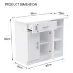 Mahmayi Modern Multifunctional Medium Height Cabinet with Single Drawer, 2 Door Storage and 3 Open Shelf - White - Ideal for Hallway, Living Room, Kitchen, Bedroom