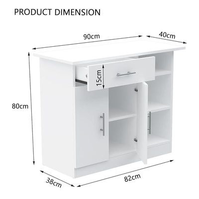 Mahmayi Modern Multifunctional Medium Height Cabinet with Single Drawer, 2 Door Storage and 3 Open Shelf - White - Ideal for Hallway, Living Room, Kitchen, Bedroom - Image 4