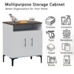 Mahmayi Modern Multifunctional Medium Height Cabinet with 2 Door Storage and Single Open Shelf - Dark Grey Chicago Concrete and Premium White - Ideal for Hallway, Living Room, Kitchen, Bedroom