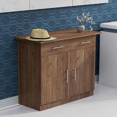 Mahmayi Modern Multifunctional Medium Height Cabinet with 2 Drawers and 2 Door Storage - Truffle Davos Oak - Ideal for Hallway, Living Room, Kitchen, Bedroom - Image 2