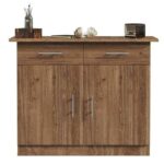 Mahmayi Modern Multifunctional Medium Height Cabinet with 2 Drawers and 2 Door Storage - Truffle Davos Oak - Ideal for Hallway, Living Room, Kitchen, Bedroom