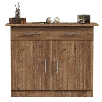 Mahmayi Modern Multifunctional Medium Height Cabinet with 2 Drawers and 2 Door Storage - Truffle Davos Oak - Ideal for Hallway, Living Room, Kitchen, Bedroom - Image 3