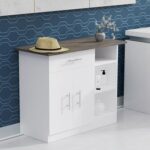 Mahmayi Modern Multifunctional Medium Height Cabinet with Single Drawer, 2 Door Storage and 3 Open Shelf - Dark Grey Chicago Concrete and Premium White - Ideal for Hallway, Living Room, Kitchen, Bedroom