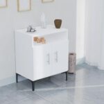 Mahmayi Modern Multifunctional Medium Height Cabinet with 2 Door Storage and Single Open Shelf - White - Ideal for Hallway, Living Room, Kitchen, Bedroom