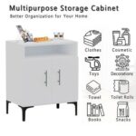 Mahmayi Modern Multifunctional Medium Height Cabinet with 2 Door Storage and Single Open Shelf - White - Ideal for Hallway, Living Room, Kitchen, Bedroom