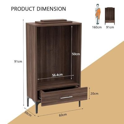Mahmayi Modern Wooden Mandir, Temple with Single Drawer for Keeping Pooja Essentials, Steel Legs - Truffle Brown Branson Robinia - Ideal for Home, Office, Temple - Image 4