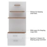 Mahmayi Modern Wooden Mandir, Temple with 2 Drawers and 3 Shelves for Keeping Pooja Essentials, Small Idols - Brown Arizona Oak - Ideal for Home, Office, Temple