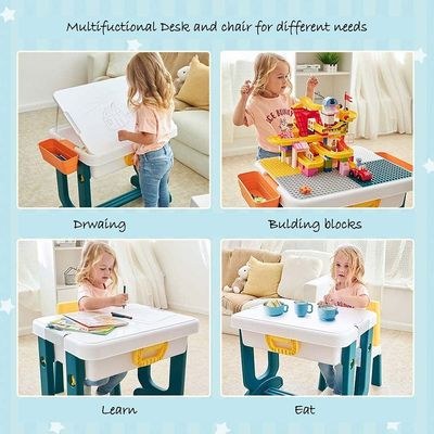5-in-1 Children's Activity Table Play Table Children's Desk with Storage Space, Children's Seating Set, Building Block Table, Sand Table, Water Table with - Image 4
