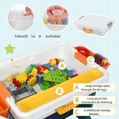 5-in-1 Children's Activity Table Play Table Children's Desk with Storage Space, Children's Seating Set, Building Block Table, Sand Table, Water Table with - Image 5