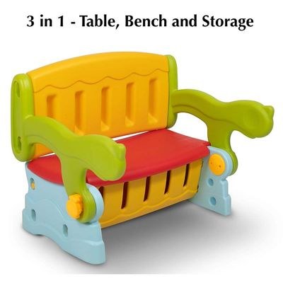 3-IN-1 kids table, kids desk, kids bench & toy storage, Multi Color – Kids Furniture for 3 Years and Above - Image 4
