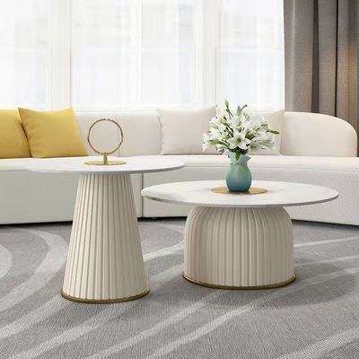 Maple Home Coffee Table,Sofa Tea Side Table,Modern Nesting Golden Frame Round Tables,Marble Pattern Living Room Apartment Furniture Set - Image 2
