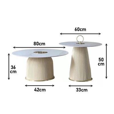 Maple Home Coffee Table,Sofa Tea Side Table,Modern Nesting Golden Frame Round Tables,Marble Pattern Living Room Apartment Furniture Set - Image 4