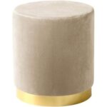 Maple Home Modern Round Ottoman Accent multifunctional Gold Plating Base Velvet Upholstered Footrest Mushroom Stool Soft Padded Seat Vanity Chairs Make-up Living Room Bedroom Patio Furniture