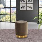 Maple Home Modern Round Ottoman Accent multifunctional Gold Plating Base Velvet Upholstered Footrest Mushroom Stool Soft Padded Seat Vanity Chairs Make-up Living Room Bedroom Patio Furniture
