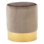Maple Home Modern Round Ottoman Accent multifunctional Gold Plating Base Velvet Upholstered Footrest Mushroom Stool Soft Padded Seat Vanity Chairs Make-up Living Room Bedroom Patio Furniture