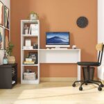 Mesa Office Table and Tower White-Modern Office Desk with Storage Tower-Functional Workstation for Home or Office-Spacious Desktop with Built-In Shelving Unit-Durable Construction with Contemporary Design
