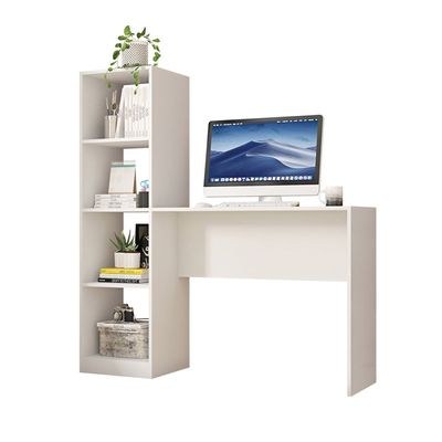 Mesa Office Table and Tower White-Modern Office Desk with Storage Tower-Functional Workstation for Home or Office-Spacious Desktop with Built-In Shelving Unit-Durable Construction with Contemporary Design - Image 3