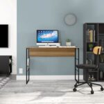 Mesa Fabrick Modern Lifestyle Study Desk Oak Black-Contemporary Study Table with Sleek Design-Ideal for Home Office, Students, or Workspaces-Durable Construction with Spacious Work Surface-Minimalist Style Desk for Modern Interiors
