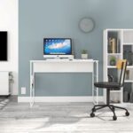 Mesa Fabrick Modern Lifestyle Study Desk White-Contemporary Study Table with Sleek Design-Ideal for Home Office, Students, or Workspaces-Durable Construction with Spacious Work Surface-Minimalist Style Desk for Modern Interiors