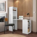 Multipurpose Cabinet with Desk-Modern White Finish-Space-Saving Workstation with Storage-Versatile Cabinet and Desk Combo-Sleek White Design for Contemporary Interiors-Ideal for Home Office, Bedroom, or Study Are