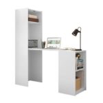 Multipurpose Cabinet with Desk-Modern White Finish-Space-Saving Workstation with Storage-Versatile Cabinet and Desk Combo-Sleek White Design for Contemporary Interiors-Ideal for Home Office, Bedroom, or Study Are
