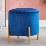 Luxury Velvet Round Foot Stool Ottoman Pouf - Plush and Stylish Home Decor Accent