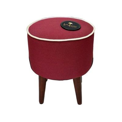 Rope Design Round Puffy Ottoman Stool For Living Room ( Walnut Finish, Pack of 1 ) - Image 5