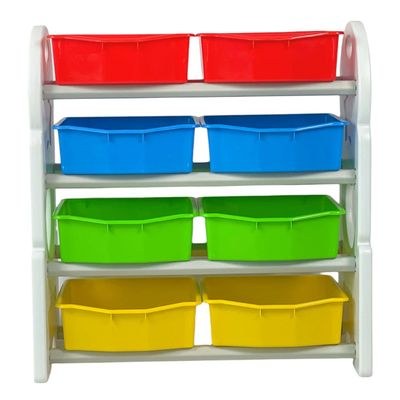 Home Canvas Children Deluxe Multi-Bin Toy Organizer with Storage Bins, Toys Storage Box for Girls, Kids Toy Box Storage - White - Image 4