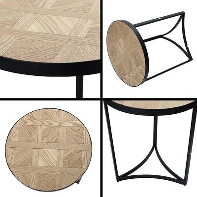 Nested Coffee Table, Round End table With Metal Frame, Antique Eco-friendly Wooden BedEnd table, Durable Non-toxic Nightstand End table, Tea Table for Small Spaces Living Room, Balcony, Office - Image 3