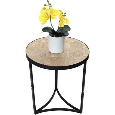 Nested Coffee Table, Round End table With Metal Frame, Antique Eco-friendly Wooden BedEnd table, Durable Non-toxic Nightstand End table, Tea Table for Small Spaces Living Room, Balcony, Office - Image 4