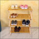 4 Tier Bamboo Shoe Rack Free-Standing Foldable Wooden Shelf Storage Organizer – Flowers Plant Pot Stand Display Rack For Indoor Outdoor Use – Wooden Bookshelf Rack – Bookcase Storage Organizer