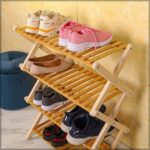 4 Tier Bamboo Shoe Rack Free-Standing Foldable Wooden Shelf Storage Organizer – Flowers Plant Pot Stand Display Rack For Indoor Outdoor Use – Wooden Bookshelf Rack – Bookcase Storage Organizer