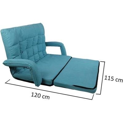 Sofa Lounger Bed with Armrests and A Pillow | Foldable 2 Seater Majilis Lazy Couch Sofa | Adjustable Backrest Fully Assembled Sofa for Multipurpose (BLUE) - Image 3
