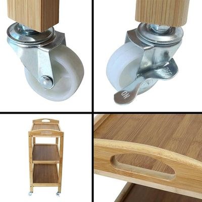 Rolling Cart, 3-Tier Multi-Purpose Storage Trolley, Organization Cart with Brake Caster Wheels, Rolling Food Serving Trolley, Storage Cart for Office, Home, Kitchen, Bedroom, Bathroom - Image 3