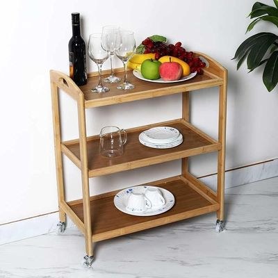 Rolling Cart, 3-Tier Multi-Purpose Storage Trolley, Organization Cart with Brake Caster Wheels, Rolling Food Serving Trolley, Storage Cart for Office, Home, Kitchen, Bedroom, Bathroom - Image 4