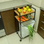 Rolling Storage Cart Fabric Storage Basket With Wheels & Adjustable Feet Kitchen Storage Trolley Cart-Fruits Vegetable Storage Rack Organizer Bathroom Accessories Rack – Toilet Organizer Shelf
