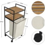 Rolling Storage Cart Fabric Storage Basket With Wheels & Adjustable Feet Kitchen Storage Trolley Cart-Fruits Vegetable Storage Rack Organizer Bathroom Accessories Rack – Toilet Organizer Shelf