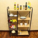 Kitchen Baker's Rack Food Trolley Microwave Oven Stand Kitchen Trolley Cart on Wheels With 4 Metal Mesh Baskets and Hooks-Kitchen Storage Organizer Shelves – Kitchen Island With Storage Shelf