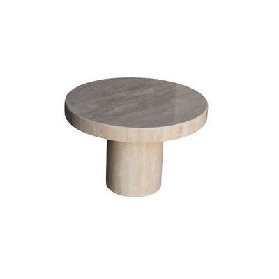 Round Beige Travertine End/Side Table 60Cm Dia - Image 2