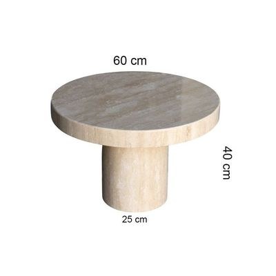Round Beige Travertine End/Side Table 60Cm Dia - Image 3