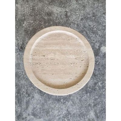 Round Beige Travertine End/Side Table 36Cm Dia - Image 4