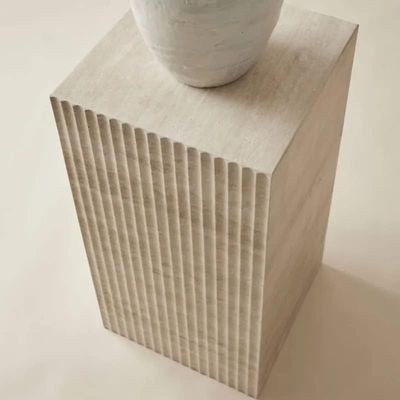 Beige Travertine Plinth Table Stand 33X33Cm 65Cm
