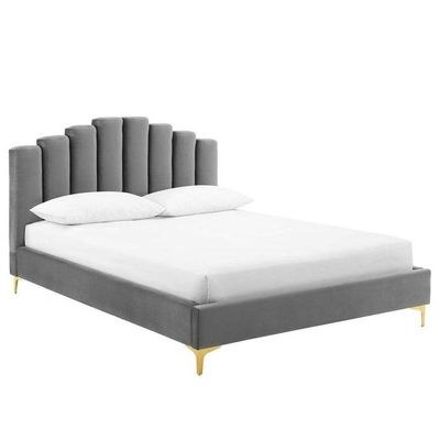 Olivia Velvet Upholstery Rectangular Bed Modern Luxury Bed Frame with Stylish Design - Image 3