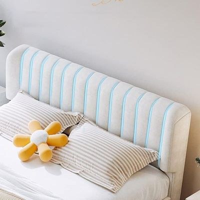 Buoyant Floating Wingback Velvet Upholstery Luxury Bed for Bedroom ( Off-White ) - Image 4