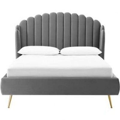 Dana Wingback Velvet Upholstery Bed Elegant Rectangular Design