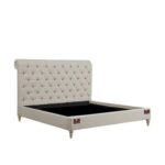 Wingback Headboard Queen Size Upholstered Panel Bed Frame for Bedroom