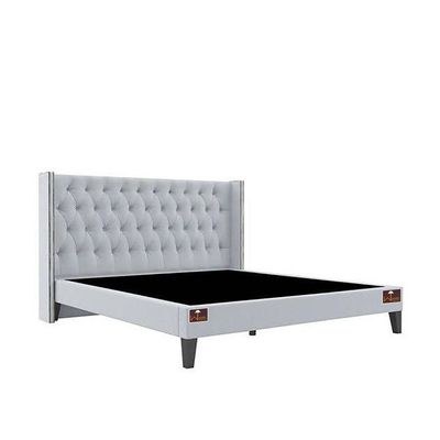 Upholstered Panel Bed Frame with Diamond Tufted and Nailhead Trim Wingback Headboard - Image 3