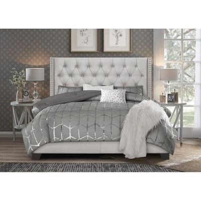 Modern GreyFaux Leatherette Standard Queen Size Bed - Image 2