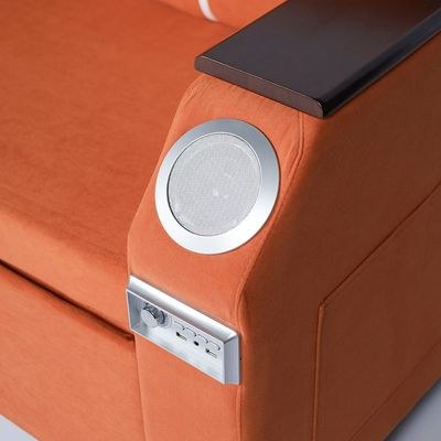 Extendable 2 in 1 Sofa Bed with Side Pockets, Bottom and Side Storage, USB Ports, Bluetooth and Speaker+ 150 cm Outside + Orange - Image 4